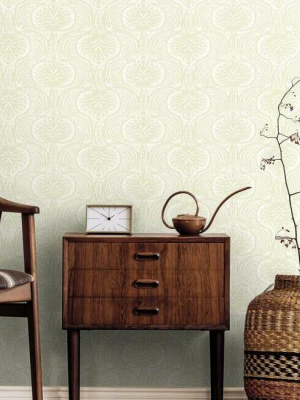 Lotus Palm Wallpaper In Beige From The Traveler Collection By Ronald Redding