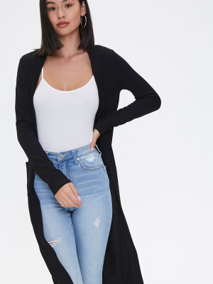 Ribbed Open-front Cardigan