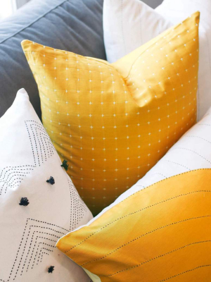 Cross Stitch Throw Pillow - Mustard