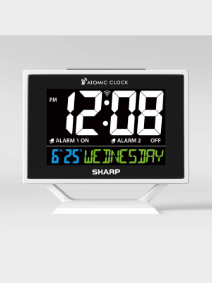 Atomic Digital Alarm Clock With Calendar Silver - Sharp