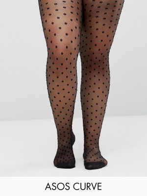 Asos Design Curve Medium Polka Dot Tights