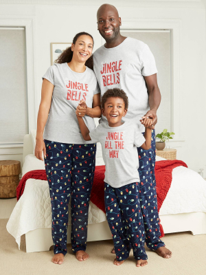 Women's Plus Size Holiday Lights Fleece Matching Family Pajama Pants - Wondershop™ Navy