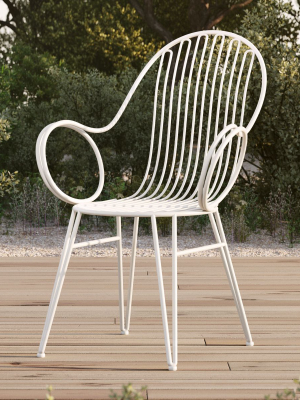 Scroll White Metal Outdoor Dining Chair