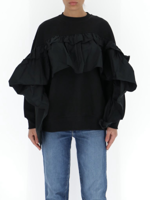 Redvalentino The Black Tag Ruffled Sweatshirt