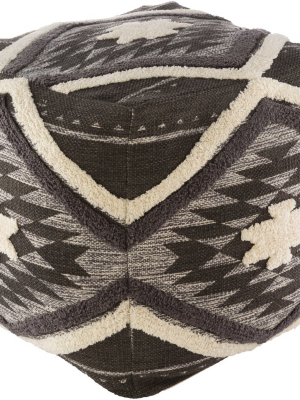 Lachlan Woven Pouf In Dark Brown