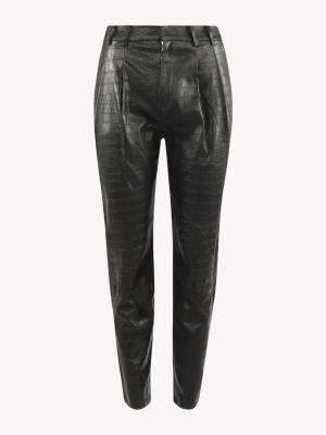 Black Croc Embossed Tailored Trouser