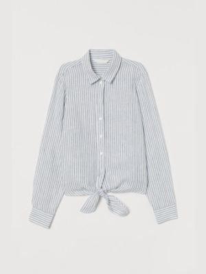 Tie-hem Linen Shirt