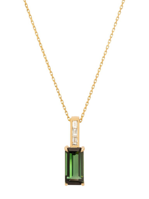 Green Tourmaline & Diamond Pendant