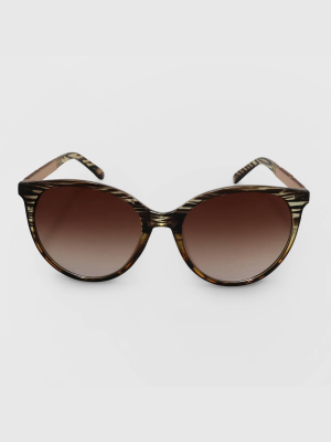 Women's Animal Print Round Plastic Metal Combo Sunglasses - A New Day™ Brown