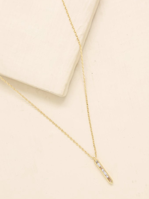 Crystal Bar 18k Gold Plated Drop Necklace