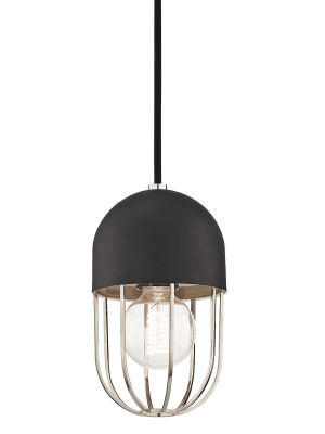 Haley 1 Light Pendant - Polished Nickel/black