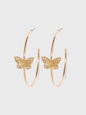 Butterfly Hoop Earrings - Wild Fable™ Gold