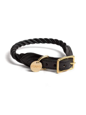 Found My Animal - Black Rope & Leather Cat & Dog Collar