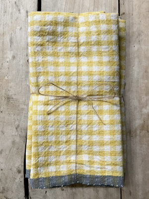 Set Of 4 Gingham Napkins In Djon & Grey