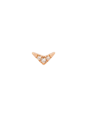 Diamond Pave V Stud - Rose Gold