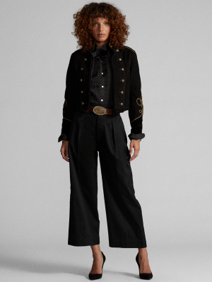 Cropped Cotton Sateen Wide-leg Pant