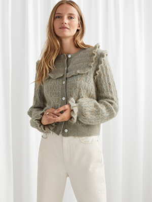 Ruffled Cable Knit Cardigan