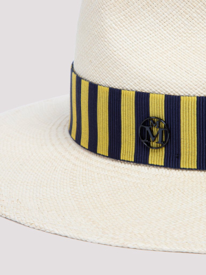 Maison Michel Rico Striped Trim Hat