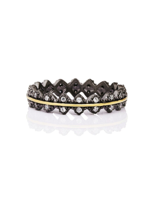 Harlequin Pavé Thin Crown Band Ring