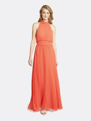 Pleated Chiffon Gown