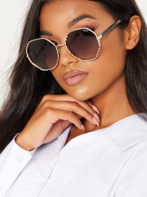 Quay Australia Gold Breeze Round Sunglasses