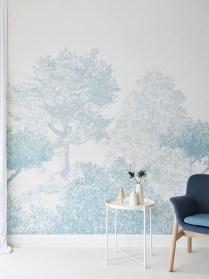 Classic Hua Trees Mural Wallpaper In Blue By Sian Zeng