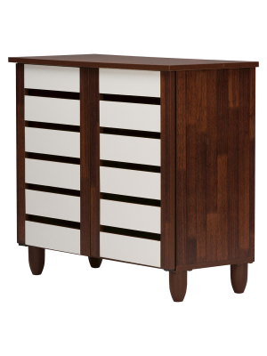 Gisela 2-tone Shoe Cabinet With 2 Doors - Oak/white - Baxton Studio