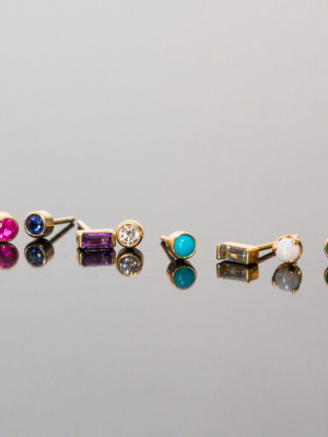 14k Small Opal Prong Studs | October Birthstone