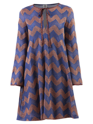 M Missoni Chevron Pattern Bow Detail Mini Dress