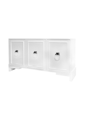 Lyra Three Door Cabinet White And Nickel