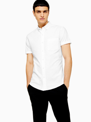 White Muscle Fit Oxford Shirt