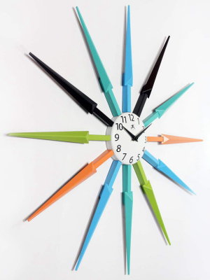 Infinity Instruments 15555mc Mid Century Modern 24 Inch Wall Clock, Multicolor