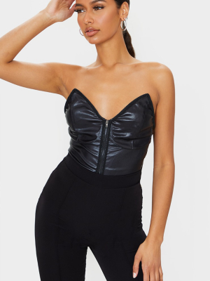 Black Metallic Bandeau Trim Detail Bodysuit