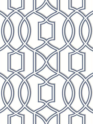 Quantum Blue Trellis Wallpaper From The Symetrie Collection By Brewster Home Fashions