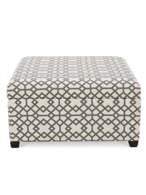 Tempe Storage Ottoman - Gray Geometric - Christopher Knight Home