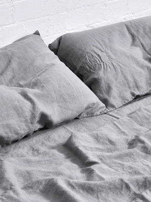 100% Linen Pillowslip Set (of Two) In Cool Grey