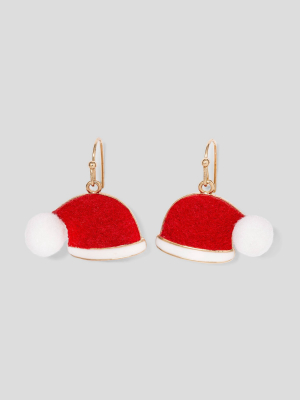 Santa Hat Earrings - Red/white