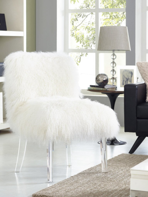 Sophie White Sheepskin Lucite Chair