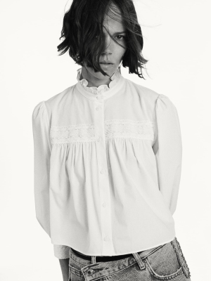 Guipure Lace Poplin Shirt