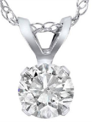 Pompeii3 .90 Carat Solitaire Pendant Natural Diamond 14k White Gold Womens Necklace