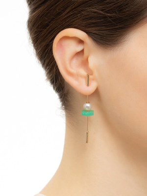 Spear Earring - Pearl & Chrysoprase