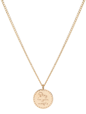 14k Small Mantra Necklace On Extra Small Curb Chain