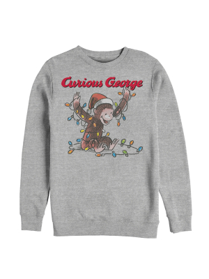 Men's Curious George Christmas Light Game Sweatshirt