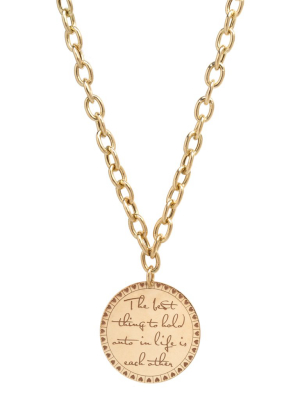 14k Large Mantra Necklace On Mixed Chain