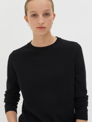 Black Cashmere Crew Sweater