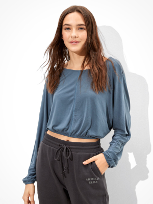 Ae Cinched Waist Crew Neck Top