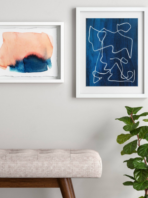 16"x20" Scribble Abstract Framed Wall Print Blue - Project 62™