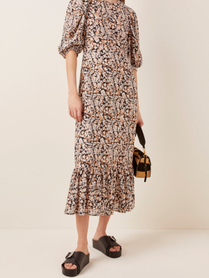 Borealis Printed Cotton And Silk-blend Midi Dress