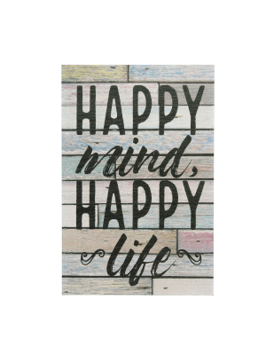 15" X 10" Happy Mind Happy Life Wooden Wall Art White/light Blue - Stonebriar Collection