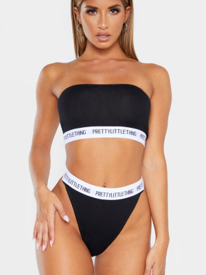 Prettylittlething Black Bandeau Lingerie Set